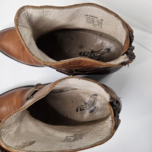 Freebird by Steven Phlow Size 10 Brown Two Tone Leather Ankle Heeled Booties Zip - Picture 12 of 12